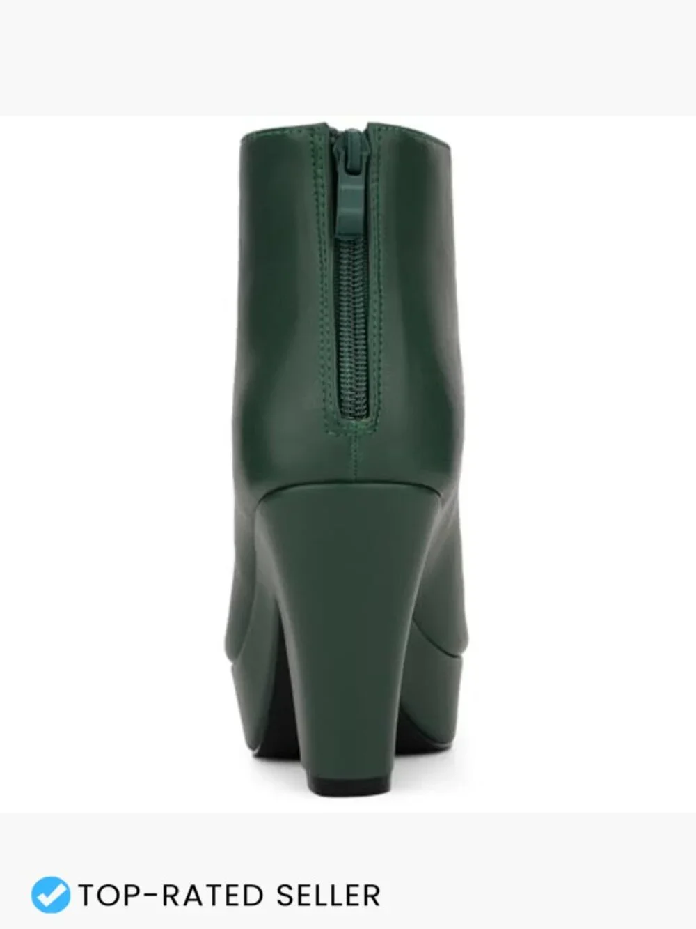 Peep Toe Ankle Boots Chunky Heel Platform Back Zip Faux Leather Booties